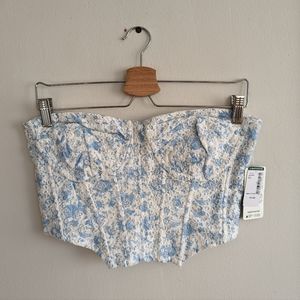 Simons Blue and White Floral Crop Top